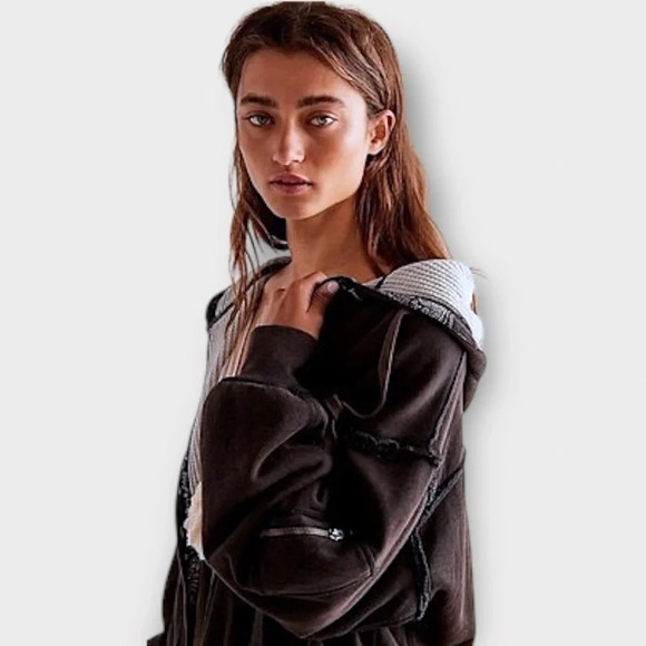 Free People We The Free By Your Side Lined Hoodie Washed Black XS - Picture 7 of 8